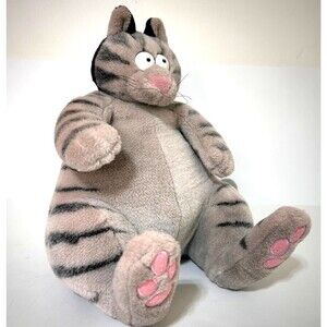 Vintage Large B Kliban CAT Plush Fat Grey Pink Tabby Plush Super Rare